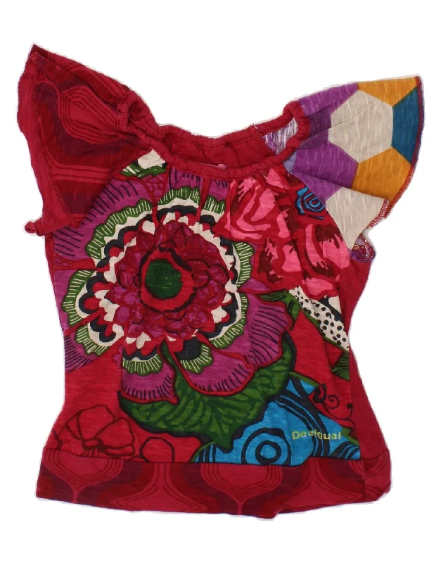 DESIGUAL Girls Graphic Blouse Top 3-4 Years Red Floral Cotton Elegant Embroidery Blouse DESIGUAL Girls Graphic Blouse Top 3-4 Years Red Floral Cotton Elegant Embroidery Blouse