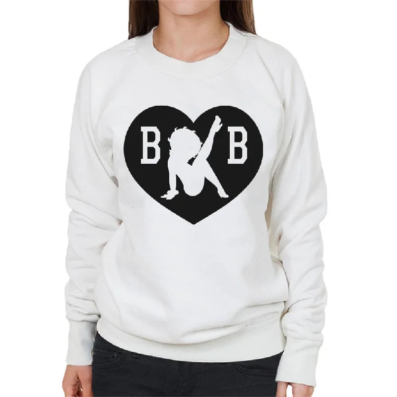 Betty Boop B B Love Heart Women's Sweatshirt Hoodie with Slit Hem Functional Movement