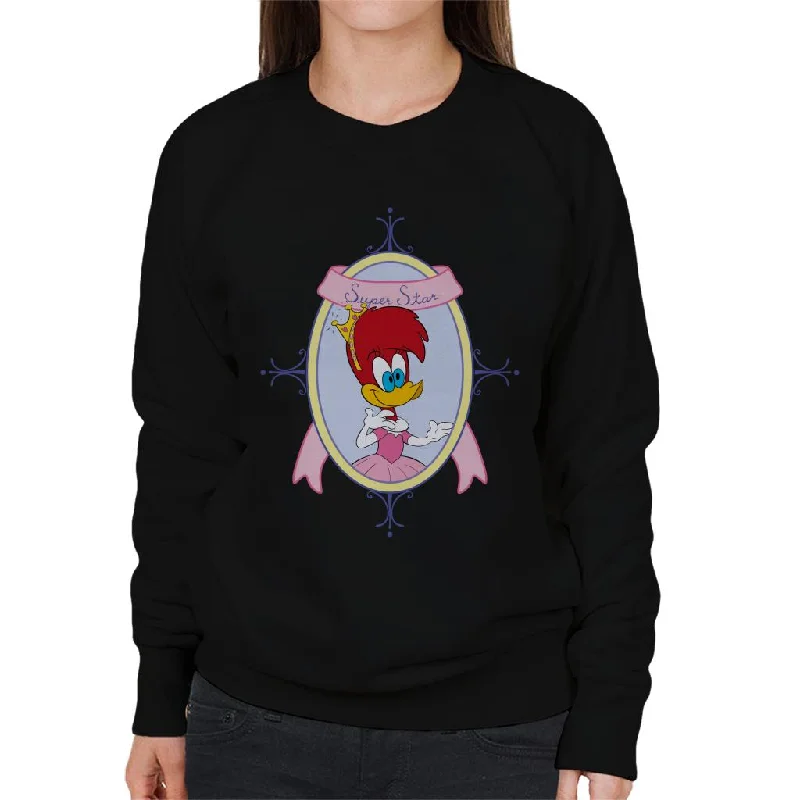 Woody Woodpecker Winnie Woodpecker Super Star Women's Sweatshirt Hoodie with Drawstring Waist Adjustable Fitted Woody Woodpecker Winnie Woodpecker Super Star Women's Sweatshirt Hoodie with Drawstring Waist Adjustable Fitted