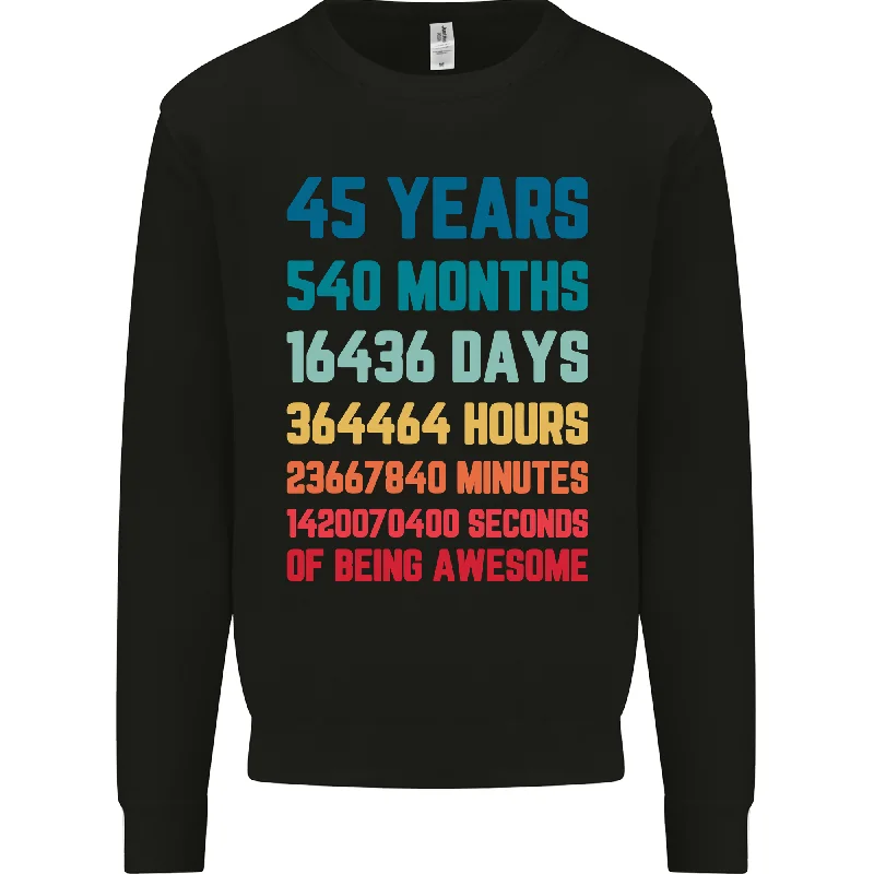 45th Birthday 45 Year Old Mens Sweatshirt Jumper Hoodie with Raw Hem Edgy Unfinished 45th Birthday 45 Year Old Mens Sweatshirt Jumper Hoodie with Raw Hem Edgy Unfinished