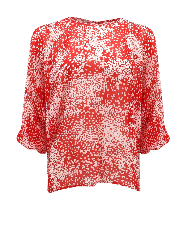 Batwing Silk Dot Blouse Cotton Casual Blouse