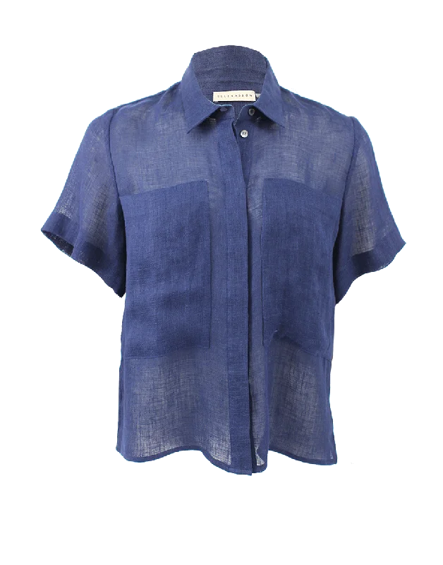 Richard Button Up Blouse Stretchy Fitted Blouse