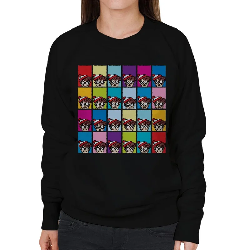 Where's Wally Colourful Tiles Women's Sweatshirt Hoodie with Velcro Closure Adjustable Secure