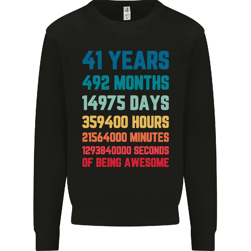 41st Birthday 41 Year Old Mens Sweatshirt Jumper Hoodie with Hood Adjustable Protection