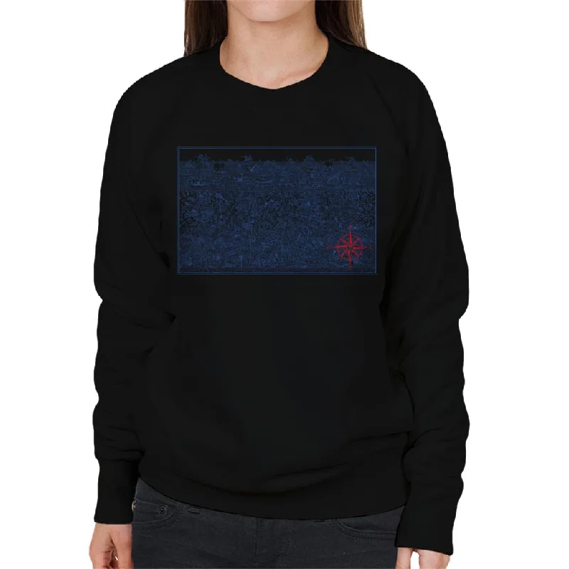 Where's Wally Below The Sea Women's Sweatshirt Hoodie with Button Placket Classic Preppy