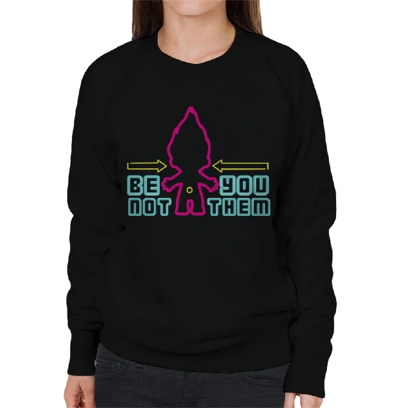 Trolls Neon Silhouette Be You Not Them Women's Sweatshirt Hoodie with V-Neck Classic Versatile Trolls Neon Silhouette Be You Not Them Women's Sweatshirt Hoodie with V-Neck Classic Versatile
