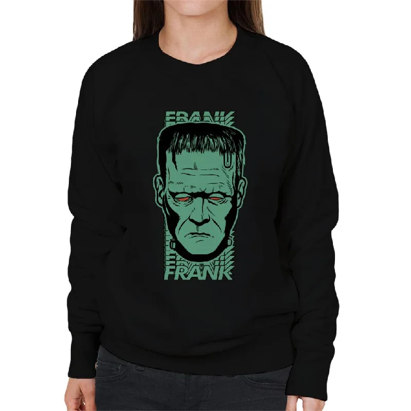 Frankenstein Frank Red Eyes Women's Sweatshirt Hoodie with Contrast Stitching Detailed Premium