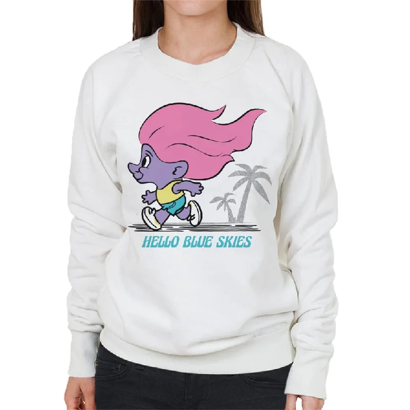 Trolls Hello Blue Skies Women's Sweatshirt Hoodie with Longline Fit Extended Stylish Trolls Hello Blue Skies Women's Sweatshirt Hoodie with Longline Fit Extended Stylish