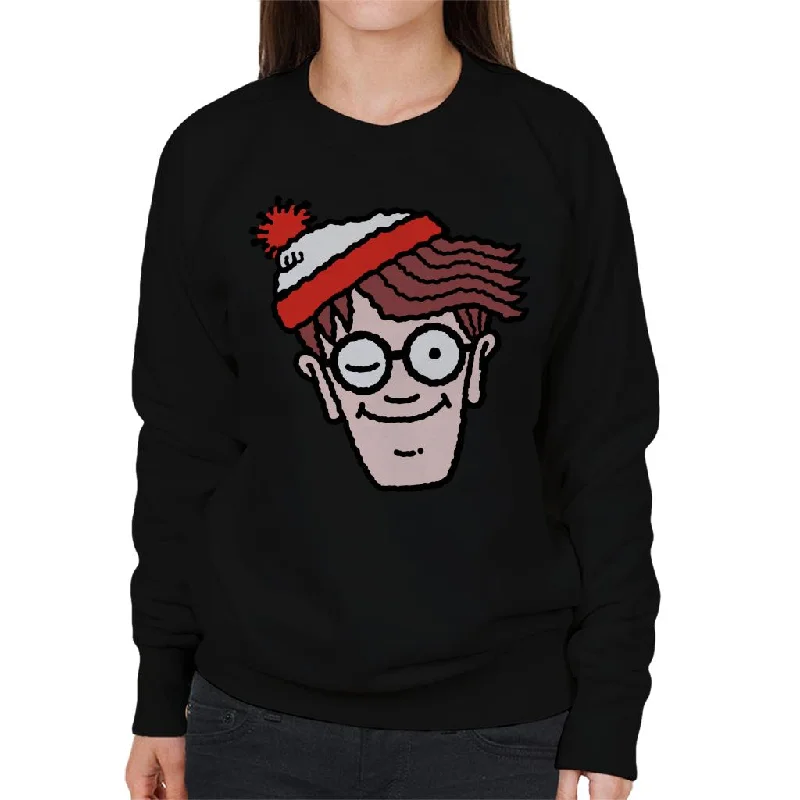 Where's Wally Winking Women's Sweatshirt Hoodie with Front Slit Layering Stylish