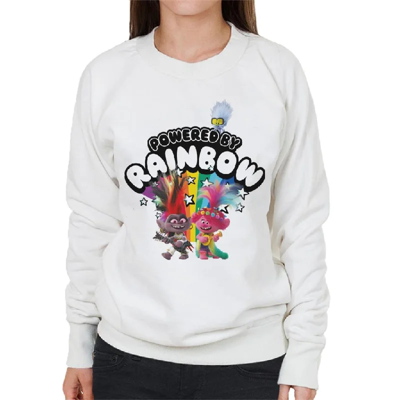 Trolls Powered By Rainbows Women's Sweatshirt Hoodie with Thumb Holes Functional Cozy Trolls Powered By Rainbows Women's Sweatshirt Hoodie with Thumb Holes Functional Cozy
