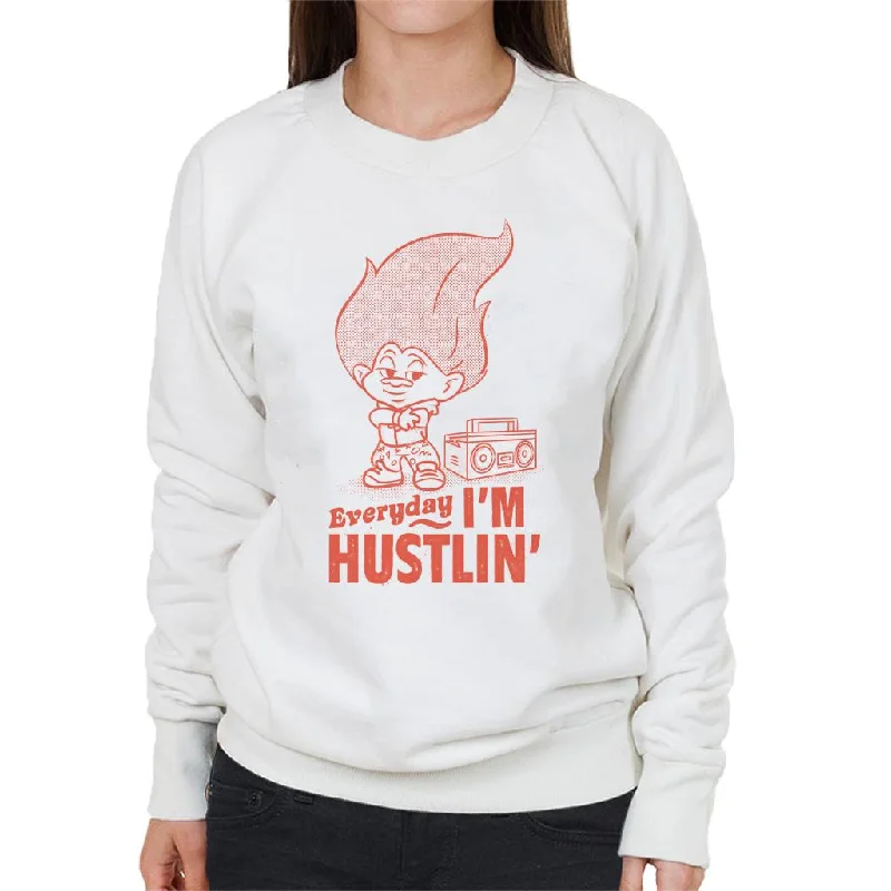 Trolls Everyday Im Hustlin Women's Sweatshirt Hoodie with Exposed Zipper Edgy Industrial Trolls Everyday Im Hustlin Women's Sweatshirt Hoodie with Exposed Zipper Edgy Industrial