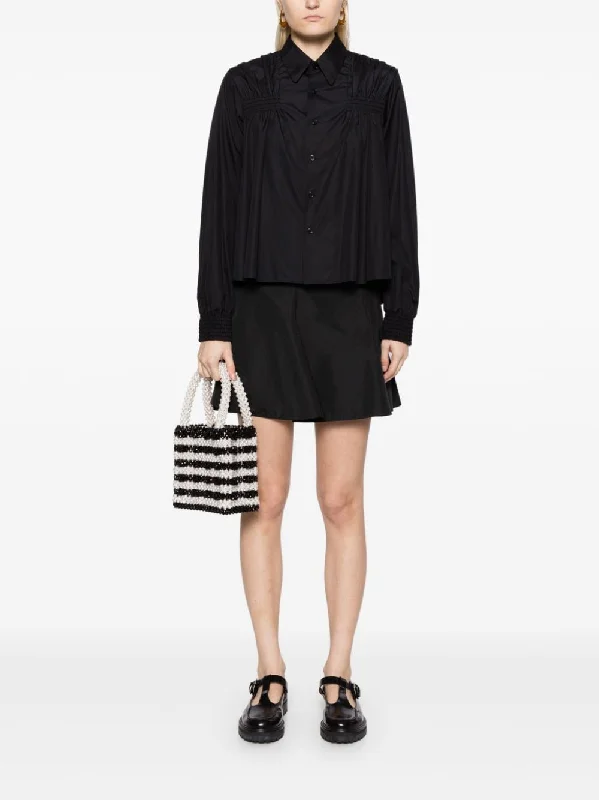 COMME DES GARCONS NOIR - Women Symmetric Wrinkle Blouse Feminine Puff Blouse