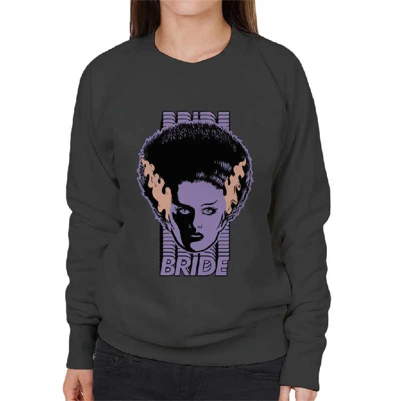 Bride Of Frankenstein Character Head Women's Sweatshirt Hoodie with Fur Luxurious Winter