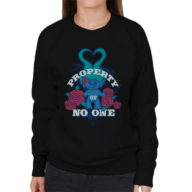Trolls Property Of No One Love Heart Women's Sweatshirt Hoodie with Snap Buttons Easy Quick Trolls Property Of No One Love Heart Women's Sweatshirt Hoodie with Snap Buttons Easy Quick