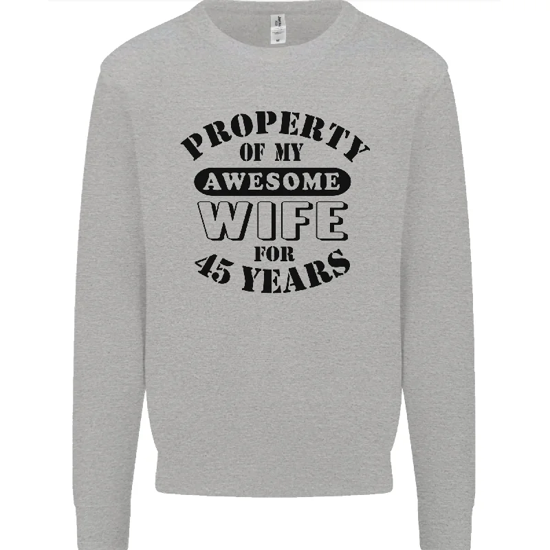 45th Wedding Anniversary 45 Year Funny Wife Mens Sweatshirt Jumper Hoodie with Zipper Placket Modern Functional 45th Wedding Anniversary 45 Year Funny Wife Mens Sweatshirt Jumper Hoodie with Zipper Placket Modern Functional