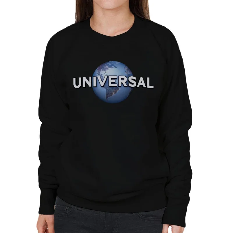 Universal Classic Logo Women's Sweatshirt Hoodie with Slit Hem Functional Movement