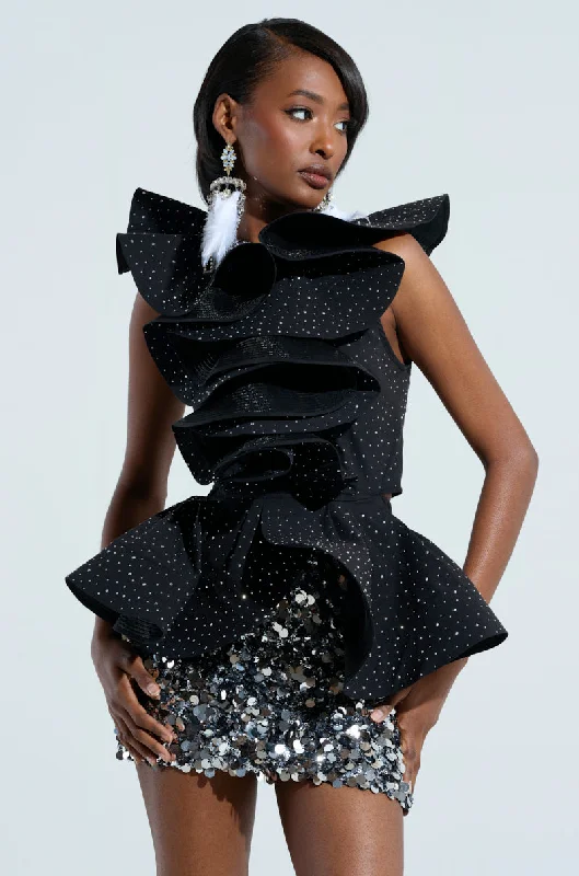 MS FASHIONISTA SLEEVELESS RHINESTONE BLOUSE Delicate Bow Blouse