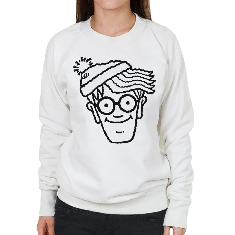 Where's Wally Black Outline Women's Sweatshirt Hoodie with Hem Fringe Bohemian Relaxed