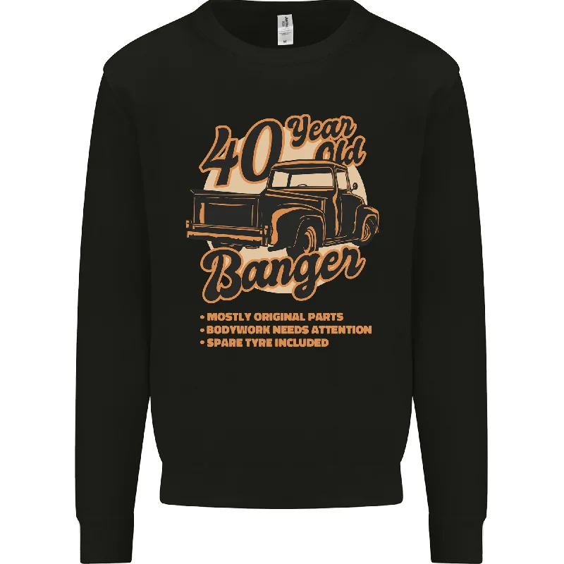 40th Birthday Sweatshirt for Men - Vintage 1981 40 Year Old Jumper Hoodie with Front Slit Layering Stylish
