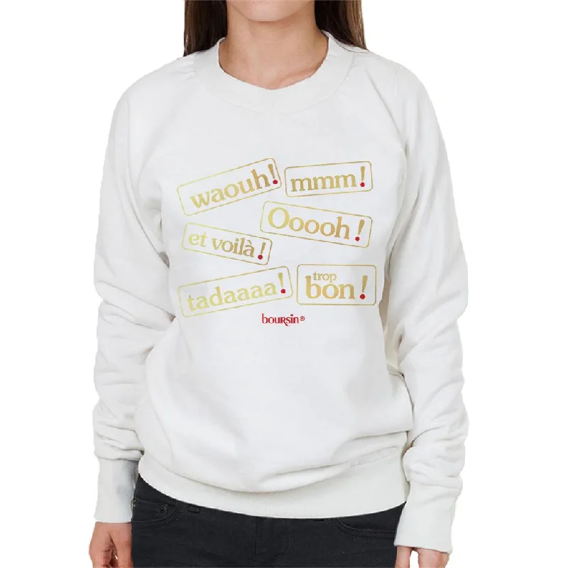 Boursin Trop Bon Metallic Gold Foil Women's Sweatshirt Hoodie with Contrast Stitching Detailed Premium