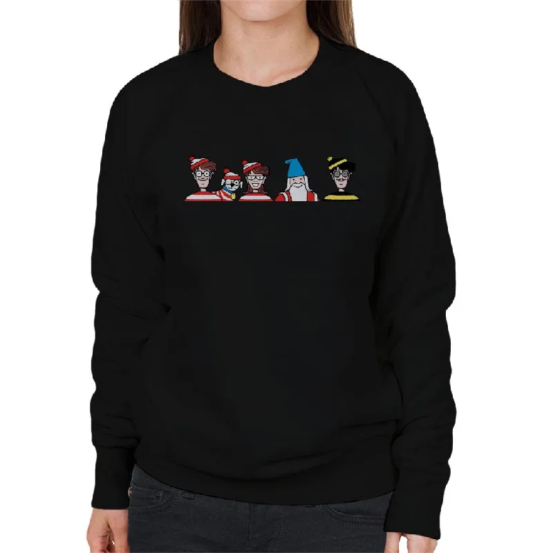 Where's Wally Character Heads Women's Sweatshirt Hoodie with Logo Branding Identity