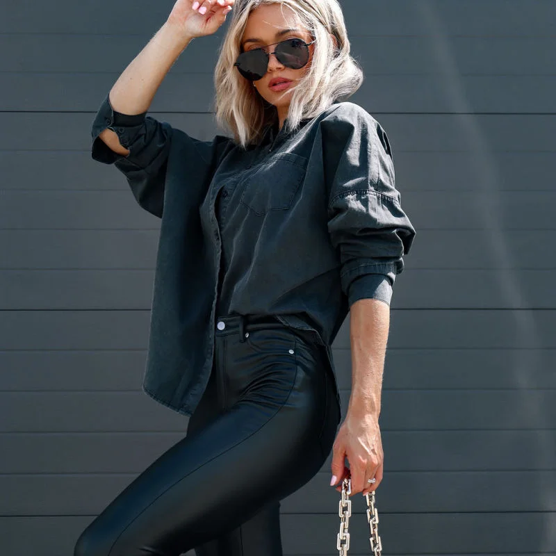 Women Fashion Casual Lapel Breasted Loose Top Denim Shirt Blouse Elegant Peplum Blouse Women Fashion Casual Lapel Breasted Loose Top Denim Shirt Blouse Elegant Peplum Blouse