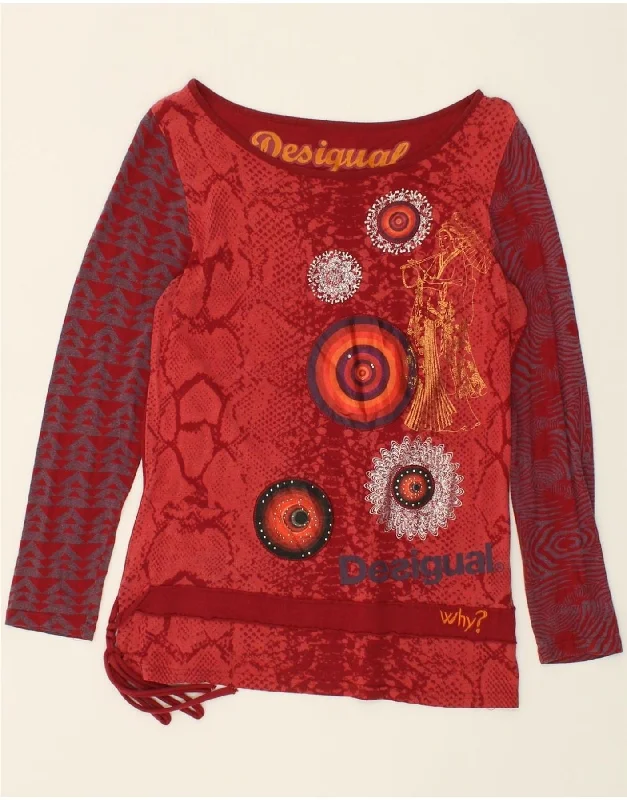 DESIGUAL Womens Graphic Blouse Top UK 18 XL Red Animal Print Cotton Loose Oversized Blouse DESIGUAL Womens Graphic Blouse Top UK 18 XL Red Animal Print Cotton Loose Oversized Blouse