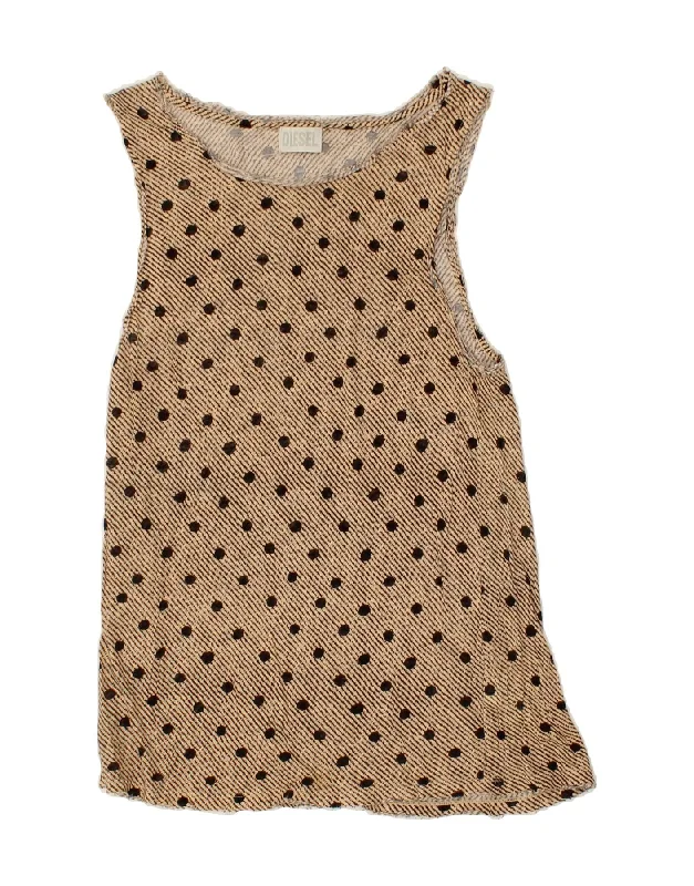DIESEL Womens Sleeveless Blouse Top UK 2 2XS Beige Polka Dot Linen Soft Satin Blouse DIESEL Womens Sleeveless Blouse Top UK 2 2XS Beige Polka Dot Linen Soft Satin Blouse