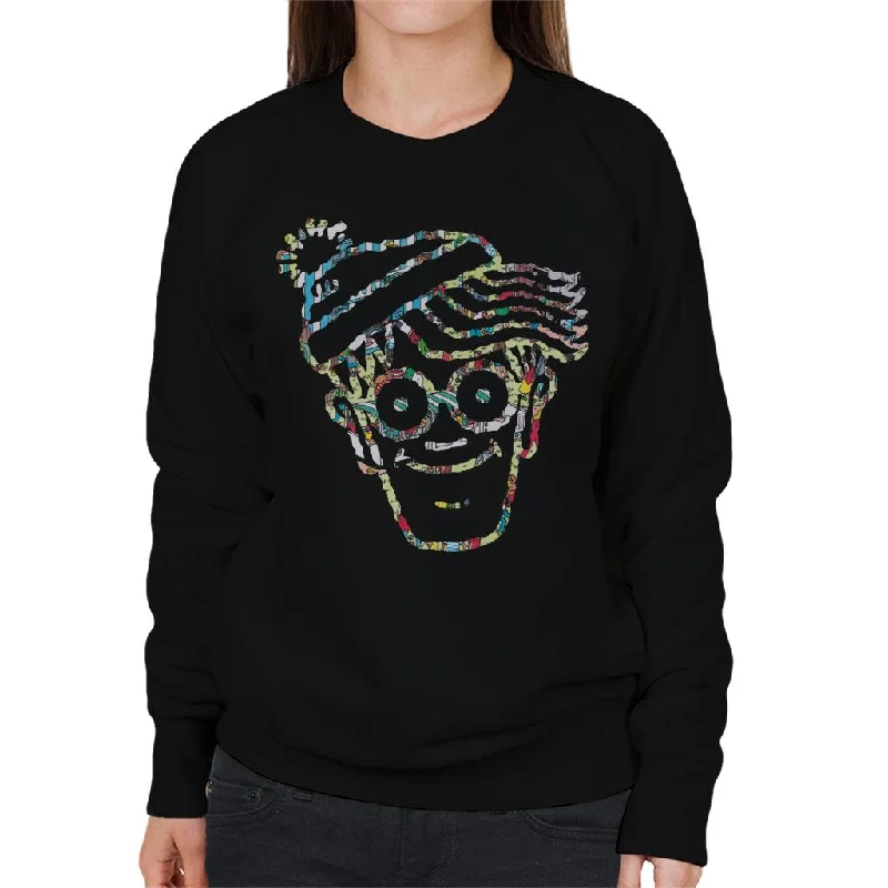 Where's Wally Crowd Outline Women's Sweatshirt Hoodie with High-Low Hem Asymmetrical Trendy