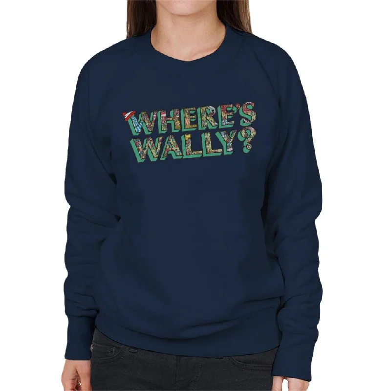 Where's Wally Funfair Illustration Text Women's Sweatshirt Hoodie with Camouflage Military Edgy