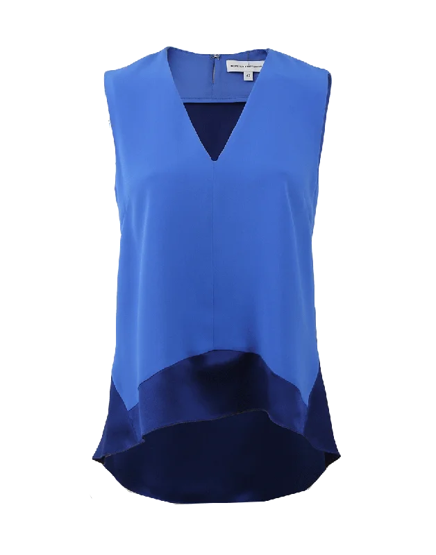 Silk Combo Blouse Casual Button Blouse