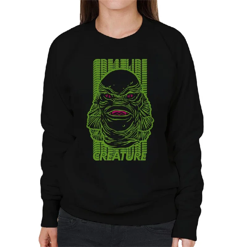 The Creature From The Black Lagoon Head Illustration Women's Sweatshirt Hoodie Dress Longline Feminine