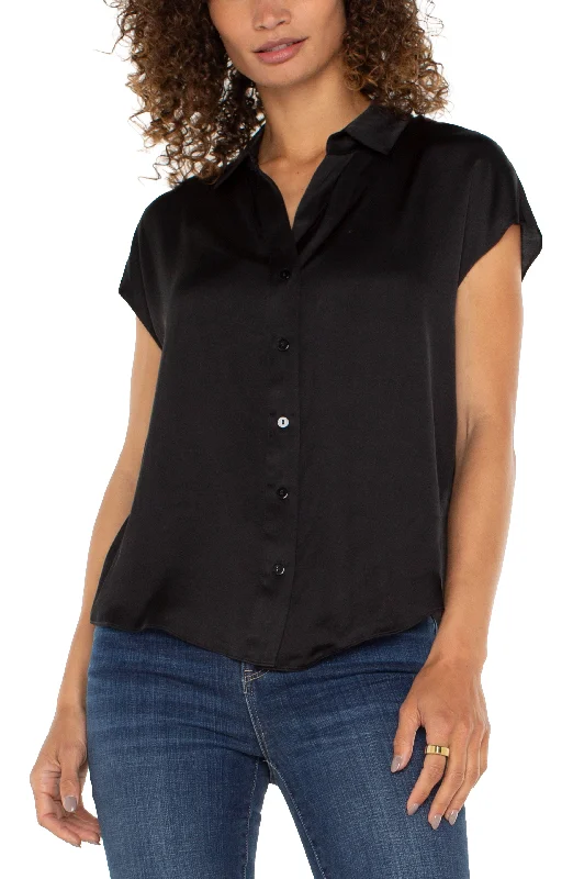 BUTTON FRONT DOLMAN SLEEVE BLOUSE Gathered Detail Blouse