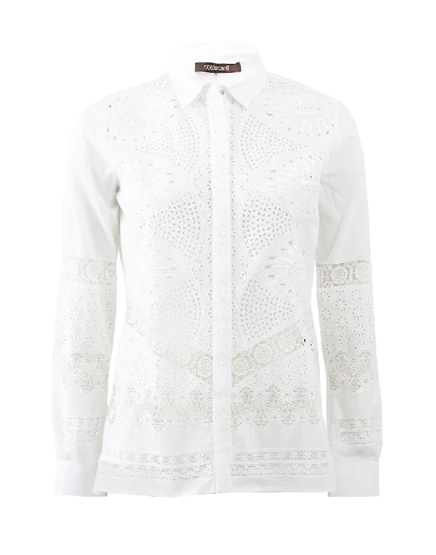Eyelet Blouse Lightweight Chiffon Blouse