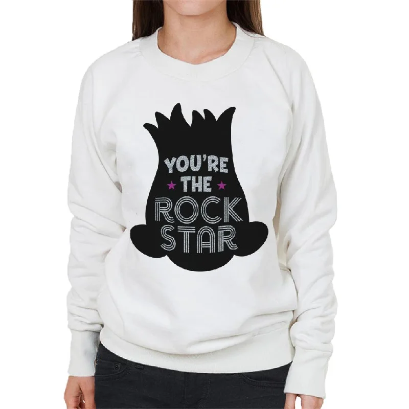 Trolls Silhouette You Are The Rock Star Women's Sweatshirt Hoodie with Hem Contrast Bold Stylish Trolls Silhouette You Are The Rock Star Women's Sweatshirt Hoodie with Hem Contrast Bold Stylish