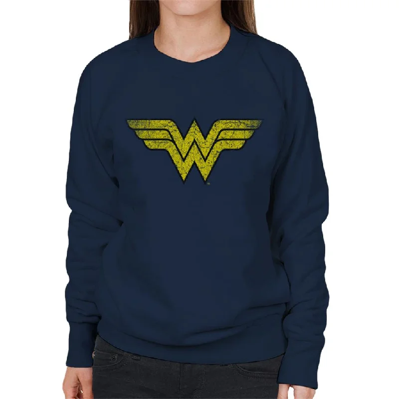 Wonder Woman Faded Yellow Logo Women's Sweatshirt Hoodie with Neon Bright Vibrant