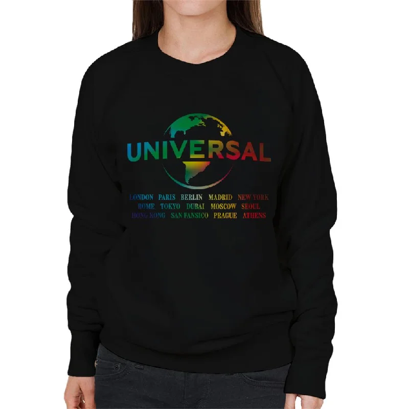 Universal Pictures Rainbow Logo Locations Women's Sweatshirt Hoodie with Double Zipper Versatile Adjustable Universal Pictures Rainbow Logo Locations Women's Sweatshirt Hoodie with Double Zipper Versatile Adjustable