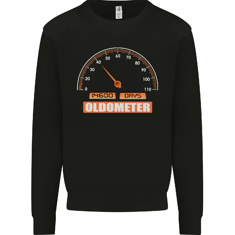 40th Birthday 40 Year Old Ageometer Funny Mens Sweatshirt Jumper Hoodie with Hem Frayed Vintage Worn