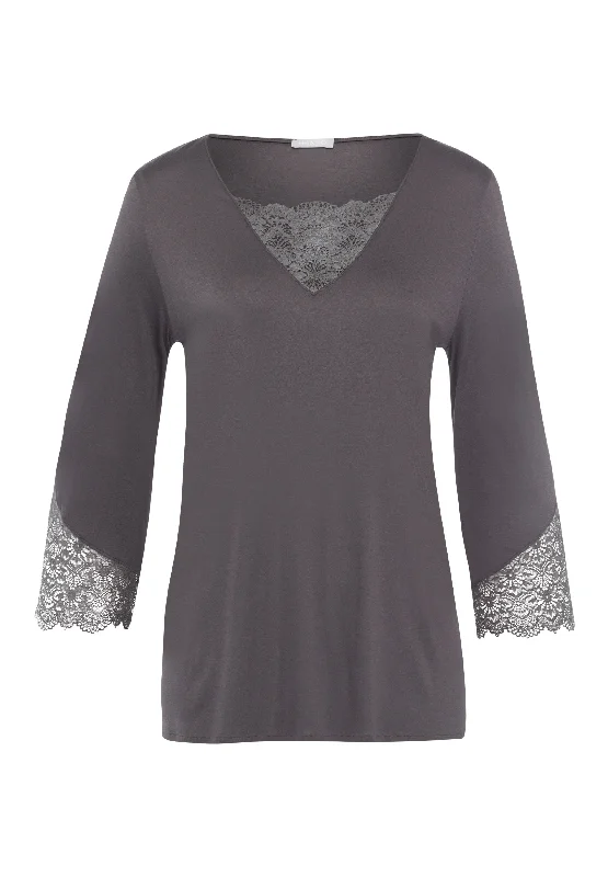 Aria Relaxed Scalloped Lace Blouse | Grey 76661-1704 Vintage Lace Blouse
