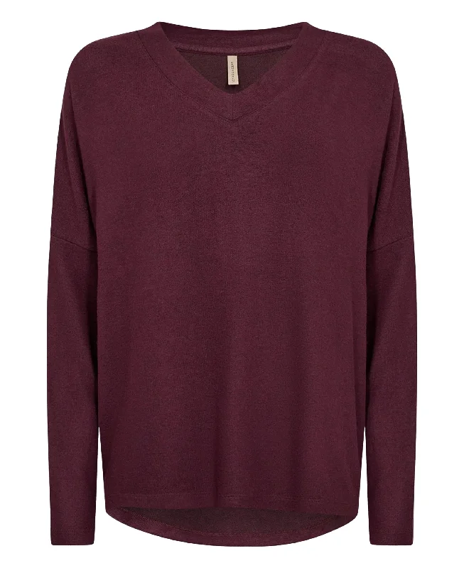 Biara 90 Blouse - Wine Melange Double Button Blouse