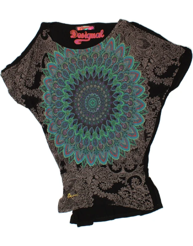 DESIGUAL Womens Batwing Graphic Blouse Top UK 10 Small Black Paisley Sleeveless Summer Blouse DESIGUAL Womens Batwing Graphic Blouse Top UK 10 Small Black Paisley Sleeveless Summer Blouse