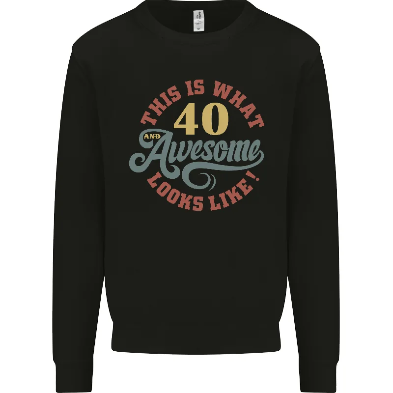 40th Birthday 40-Year-Old Looks Mens Sweatshirt Jumper - Age is Just a Number! Hoodie Crop Top Short Trendy