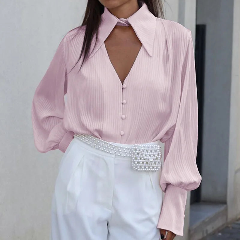 Wjczt Women Shirt Spring Autumn Striped Hollow Out Lantern Sleeve Single Breatsed Blouse Fashion All Match Loose Casual Top Streetwear Loose Oversized Blouse Wjczt Women Shirt Spring Autumn Striped Hollow Out Lantern Sleeve Single Breatsed Blouse Fashion All Match Loose Casual Top Streetwear Loose Oversized Blouse