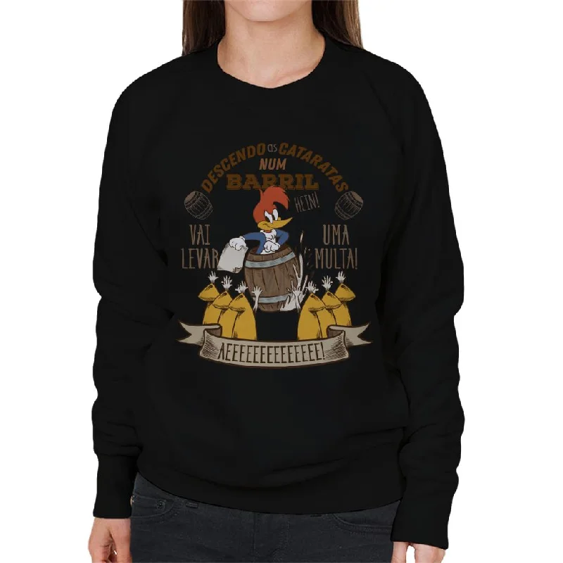 Woody Woodpecker Descendo As Cataratas Num Barril Women's Sweatshirt Hoodie with Side Slits Relaxed Casual Woody Woodpecker Descendo As Cataratas Num Barril Women's Sweatshirt Hoodie with Side Slits Relaxed Casual