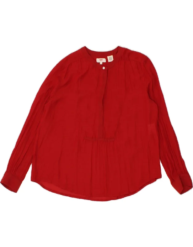 LEVI'S Womens Long Sleeve Blouse Top UK 10 Small Red Vintage Lace Blouse