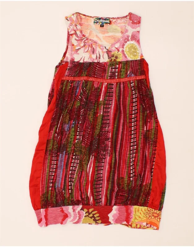 DESIGUAL Womens Sleeveless Blouse Top UK 8 Small Red Floral Cotton Soft Modal Blouse DESIGUAL Womens Sleeveless Blouse Top UK 8 Small Red Floral Cotton Soft Modal Blouse