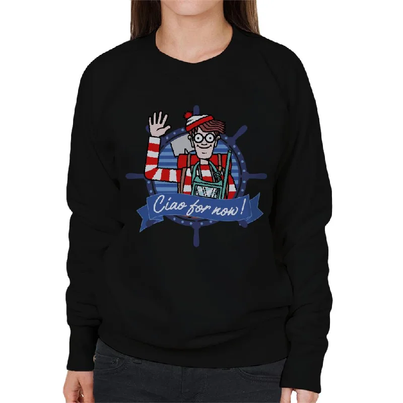 Where's Wally Ciao For Now Women's Sweatshirt Hoodie with Snap Buttons Easy Quick