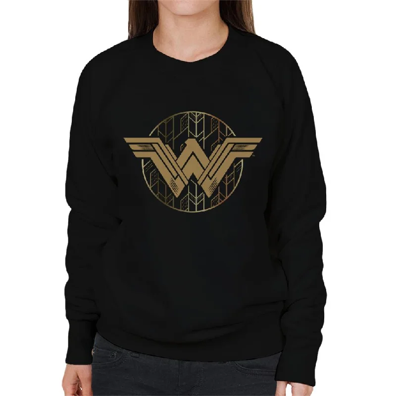 Wonder Woman Golden W Logo Women's Sweatshirt Hoodie with Full-Zip Functional Layering