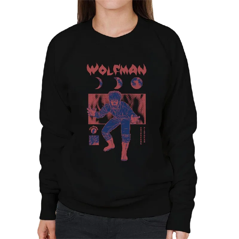 The Wolf Man Stages Of The Moon Women's Sweatshirt Hoodie with Gradient Ombre Colorful