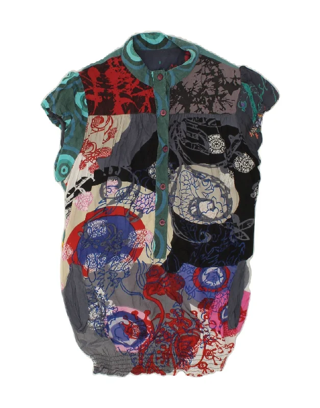 DESIGUAL Womens Abstract Pattern Blouse Top UK 14 Medium Multicoloured Lightweight Chiffon Blouse DESIGUAL Womens Abstract Pattern Blouse Top UK 14 Medium Multicoloured Lightweight Chiffon Blouse